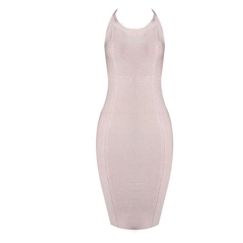 Bandage Dress Rayon Sleeveless Sexy Spaghetti Strap Backless Vestido Bodycon Club Party Pink