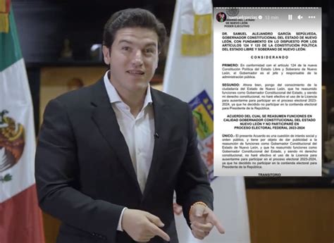 Samuel García Confirma Que No Buscará La Presidencia De La República Posta Nuevo León