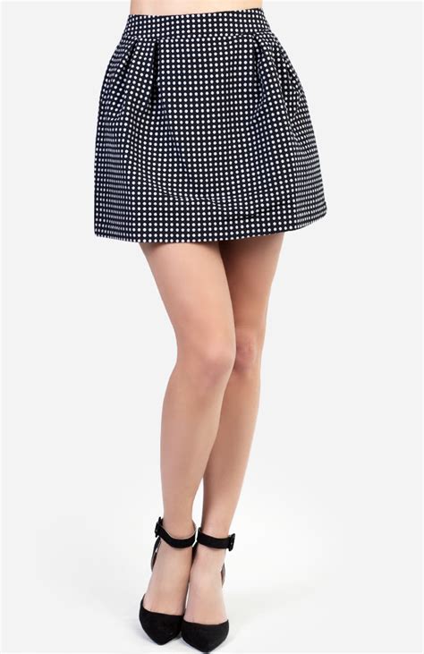 Polka Dot Pleated Skirt In Black Dailylook