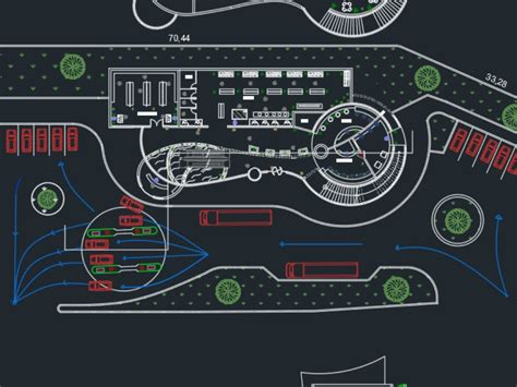 Gas station mini mall design, restaurant, pharmacy, stores--modern (774.33 KB) | Bibliocad