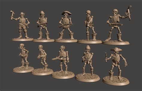 Download Free Stl File 28mm Undead Skeleton Pirate Miniature • 3d