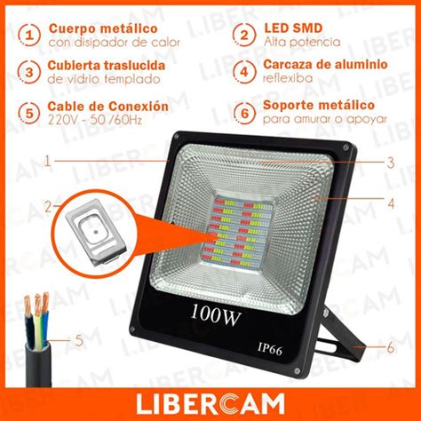 Reflector Led 100w Rgb Exterior Alta Potencia Control Ip65 LIBERCAM