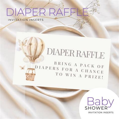 Hot Air Balloon Diaper Raffle Invitation Inserts Etsy