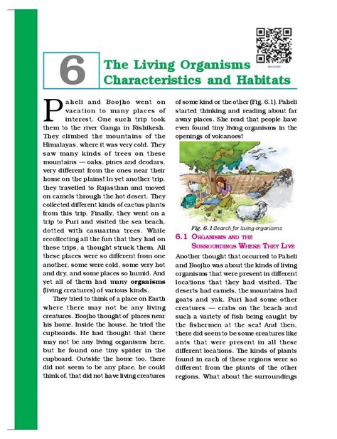 Ncert Book Class 6 Science Chapter 6 The Living Organisms Characteristics And Habitats 2024 25