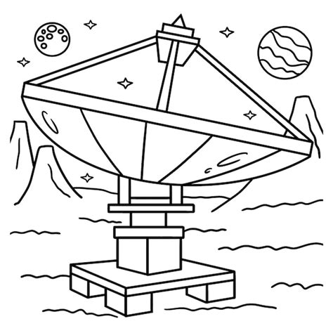 Premium Vector | Space Radar Satellite Coloring Page for Kids