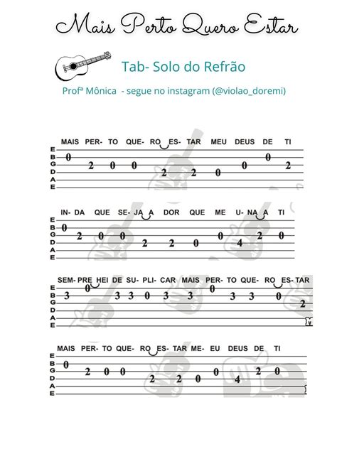 Tablatura Para Viol O Mais Perto Quero Estar Hino Harpa Crist