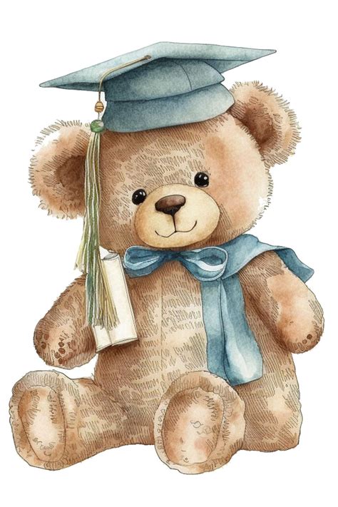 Teddy Bear Graduate. Тедди Мишка-выпускник. PNG. | Immagini, Acquerello ...