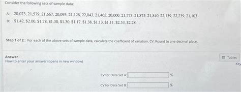 Solved Consider The Following Sets Of Sample Data A Chegg