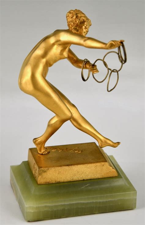 Art Deco Bronze Sculpture Nude Ring Dancer Deconamic
