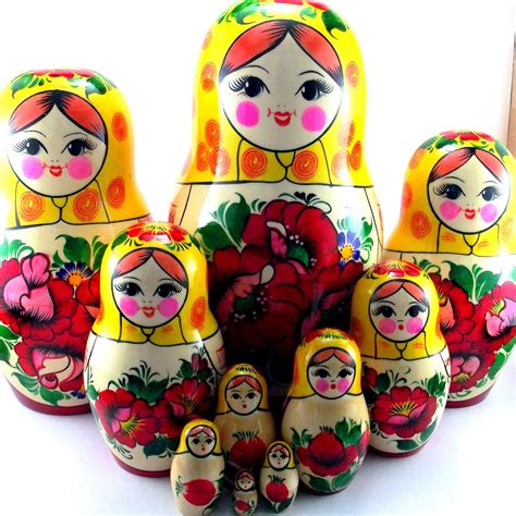 Nesting Dolls 10 Pcs Russian Matryoshka Authentic Babushka Etsy