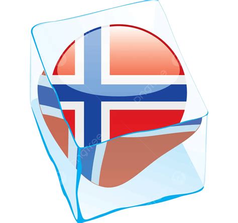 Noruega Botón Bandera Congelada En Cubo De Hielo Cubo Helado Vector Png