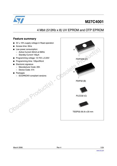 STMicroelectronics UV EPROM 4M M27C4001 12F1 カテゴリ別 部品 半導体製品 デジタルシグナル