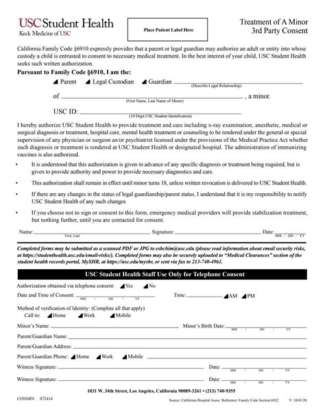 3rd Party Consent To Treatment Of A Minor By Usccampushealthforms Issuu