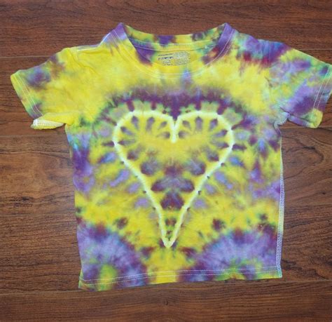 2t 3t Yellow And Purple Heart Tie Dye Shirt Etsy