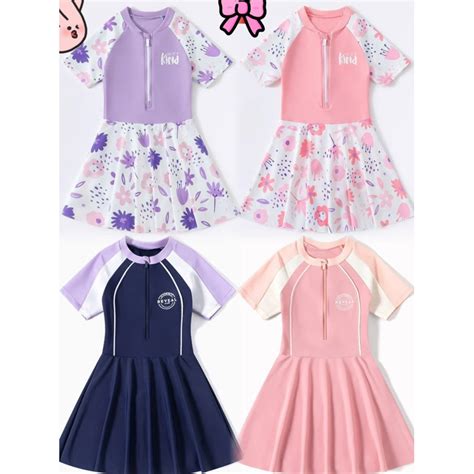 Đồ bơi bé gái Bikini bé gái liền thân khó kéo có quần đùi lớp bên