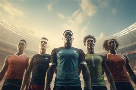 Premium Photo | Diverse group of athletes competing in a sports Generative ai