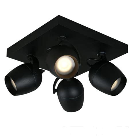 Lampe 4 Spots Plafond Salle De Bain IP44 Blanc Ou Noir 4xGU10 Ledspot