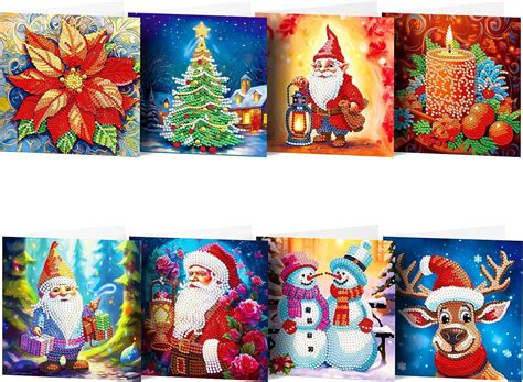 Lusandy Packs Diy D Diamond Painting Christmas Cards Kits For Adults