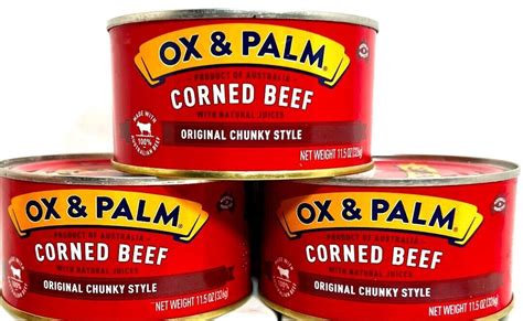 Ox And Palm Corned Beef With Juices Original Chunky Style 115 Oz Pack Of 3 Ebay