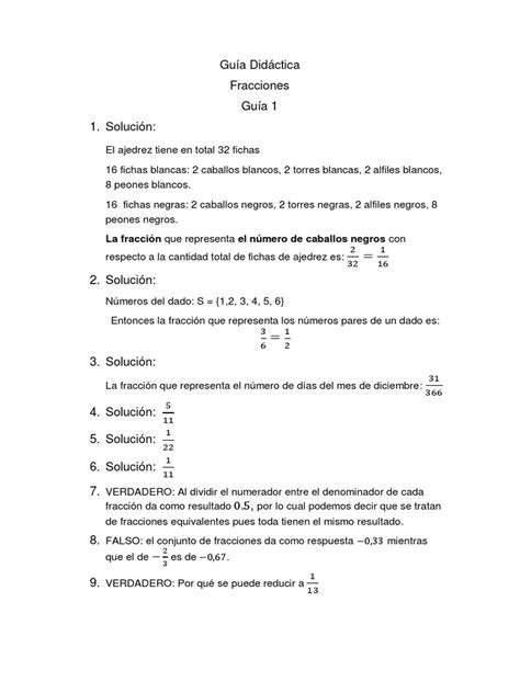 Guía Didáctica Fracciones Pdf Ajedrez Juegos De Estrategia Abstractos