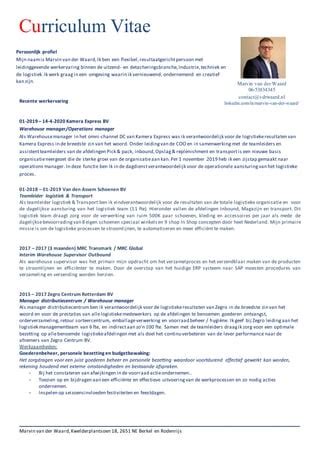 Cv M Van Der Waard 2020 PDF