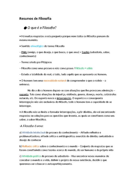 Resumo Do Que E Filosofia - Filosofia Resumo 10º Ano: O Que é a Filosofia? - Studocu