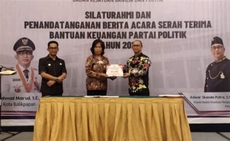 Pemkot Balikpapan Salurkan Bantuan Keuangan Parpol Sebesar Rp1 2 Miliar