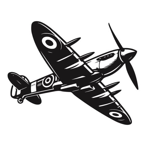 Archivo Vectorial SVG En Blanco Y Negro Supermarine Spitfire Gratuito