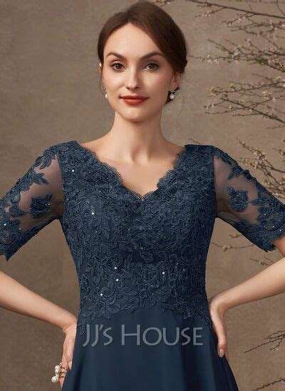 Us 15400 A Line V Neck Asymmetrical Chiffon Lace Mother Of The