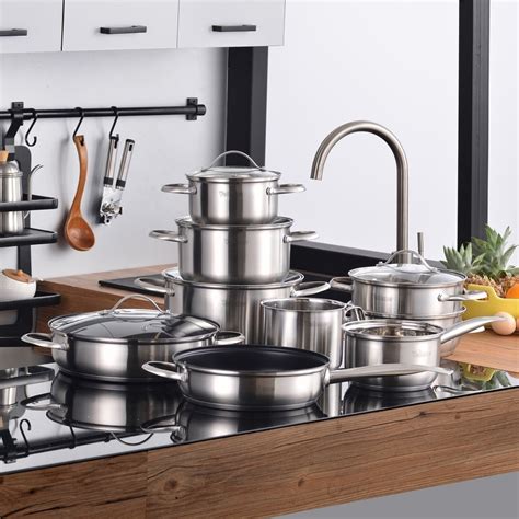 Stainless Steel 14 Piece Cookware Pot Pan Set Kith Kitchenette