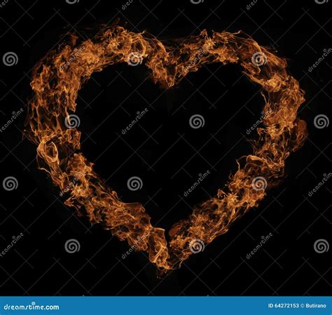 Heart Shape Fire Flames Stock Image Image Of Frame Night 64272153