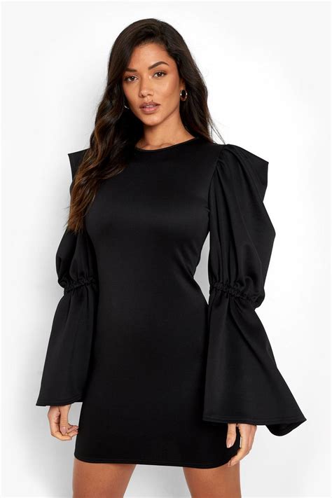 Scuba Extreme Puff Sleeve Mini Dress Boohoo Uk