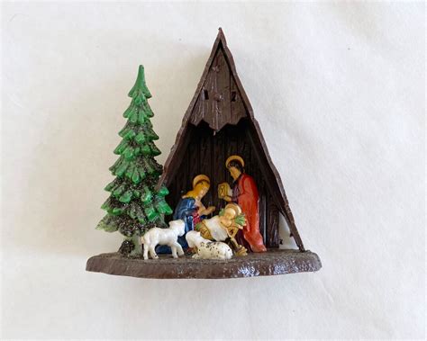 Vintage Plastic Mini Nativity Figurine 1960s China Kitschy Christmas Etsy