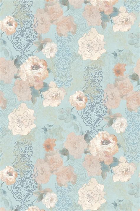 Vintage Watercolor Floral Wallpaper Mural With Blue Nepal Ubuy