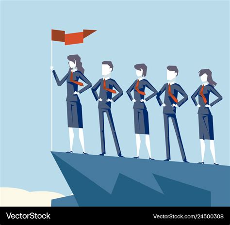 Woman Leader Corporate Teamwork Business Success Vector Image