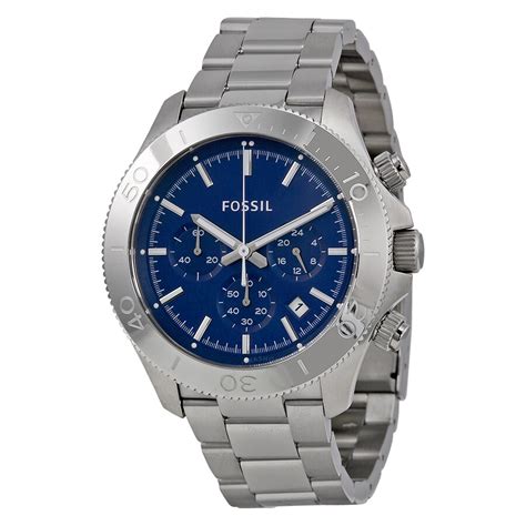 Fossil Retro Traveler Blue Dial Stainless Steel Mens Watch Ch2849