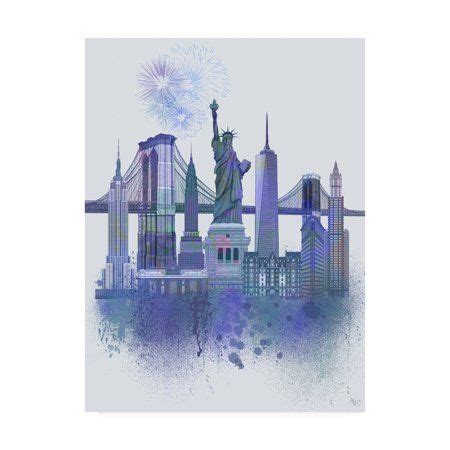 Trademark Fine Art New York Skyline Watercolor Splash Blue Canvas Art