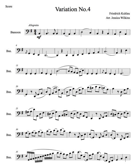 Kuhlau Variation No.4 – Solo Bassoon (Digital Download) – JDW Sheet Music