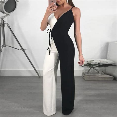 Buy Women Wide Leg Suspender Jumpsuit Baggy Formal