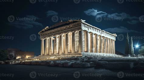 Night view of The Parthenon. Generative AI 32977120 Stock Photo at Vecteezy