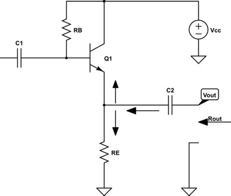 transistors - Common collector effect of emitter resistor on output impedance - Electrical ...