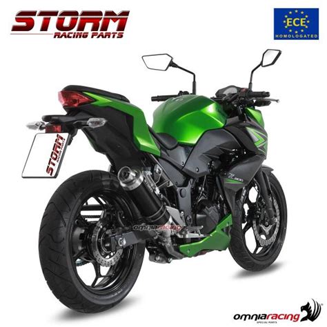 Homologated Storm Gp Black Steel Exhaust For Kawasaki Ninja 300