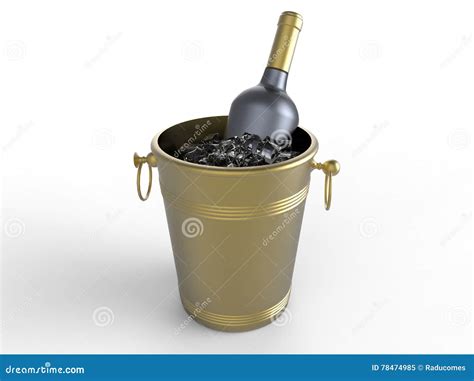 Golden Champagne Bottle In A Ice Bucket Stock Illustration