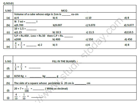 Cbse Class 5 Mathematics Question Paper Set 5