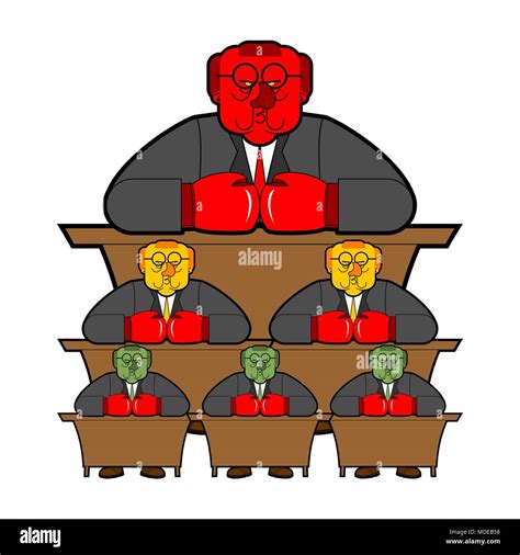 Bureaucracy System Government Officials State Employee Cartoon Style