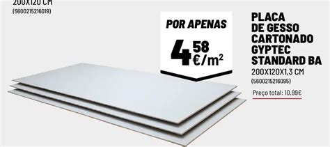 Promoção PLACA DE GESSO CARTONADO GYPTEC STANDARD BA em Brico Depôt