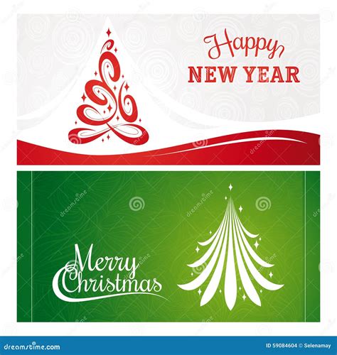 Christmas And New Year Greeting Cards Stock Vector Illustration Of