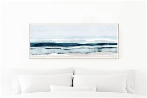 Long Narrow Horizontal Wall Art, Coastal Abstract Art, Modern Seascape Canvas Art, Large Bedroom ...