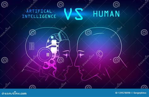 Humans vs Robots stock vector. Illustration of intellect - 129578098