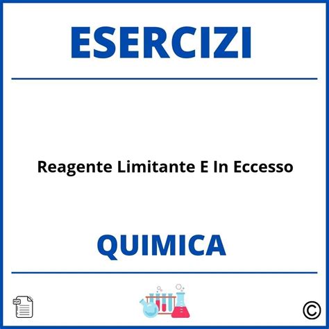 Esercizi Chimica Reagente Limitante Soluzioni Svolti Pdf